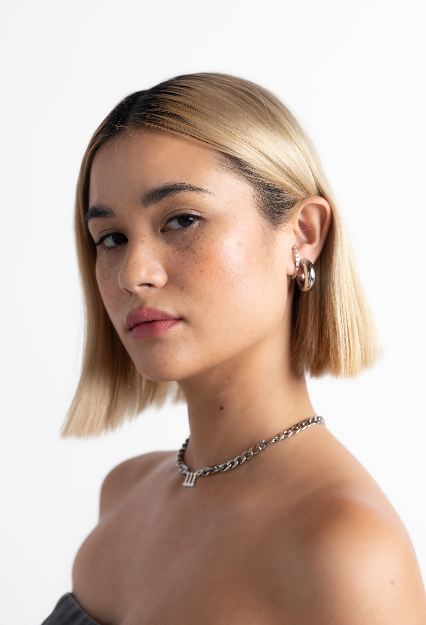 ANGEL NUMBER CURB NECKLACE - SILVER / SILVER