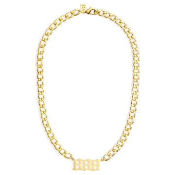 ANGEL NUMBER CURB NECKLACE - GOLD / GOLD