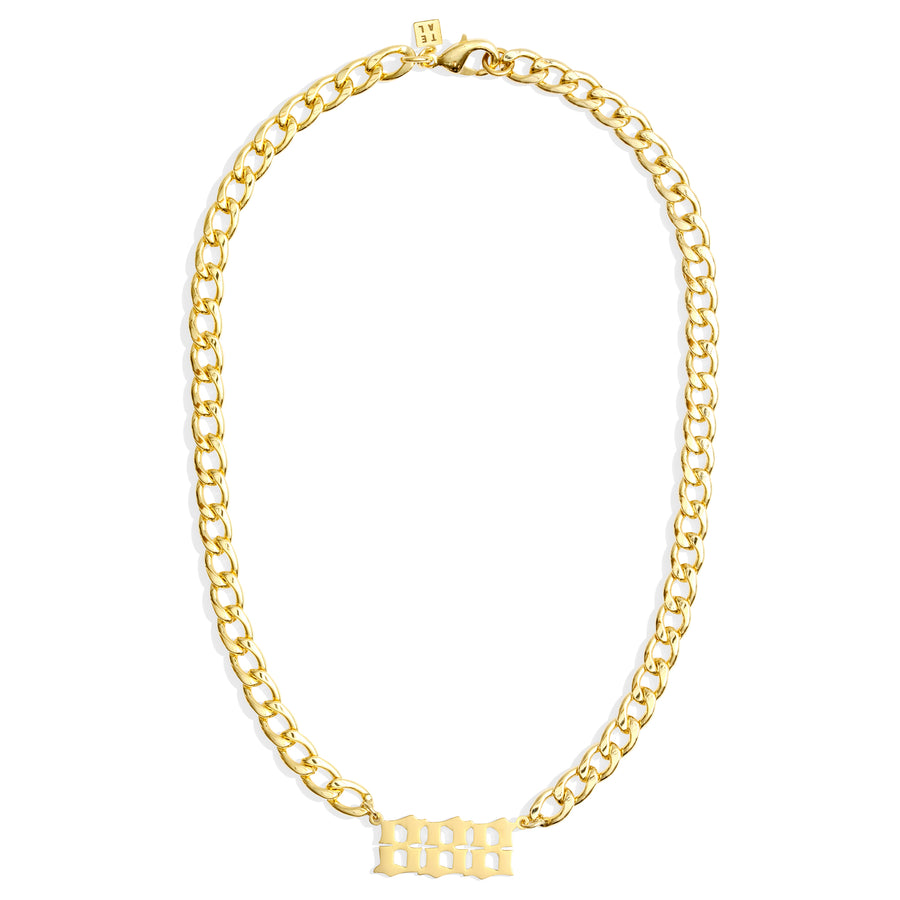 ANGEL NUMBER CURB NECKLACE - GOLD / GOLD