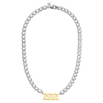 ANGEL NUMBER CURB NECKLACE - SILVER / GOLD