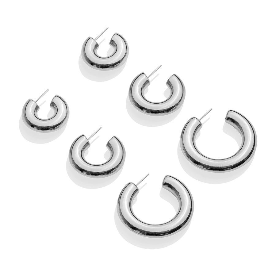 HOLLOW HOOPS SMALL - SILVER