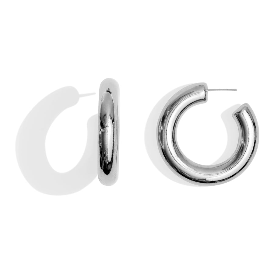 HOLLOW HOOPS LARGE - SILVER