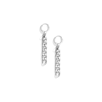 CURB DROP EARRINGS (SILVER)